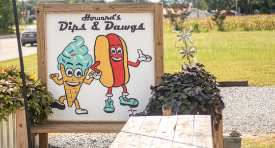 Howard's Dips and Dawgs ice cream and hotdog restaurant in Broadway, NC