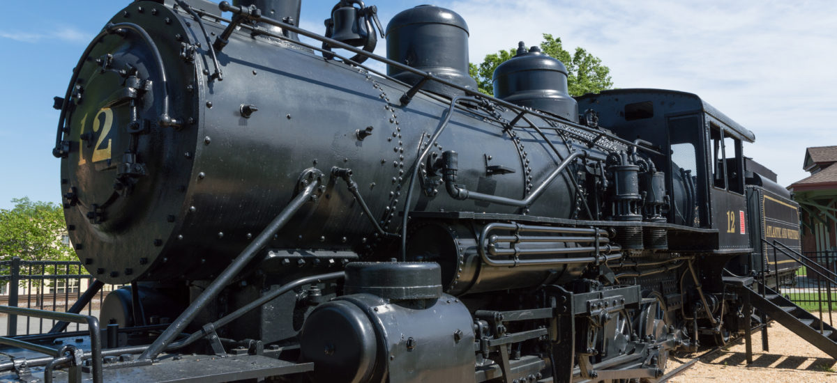 The locomotive of a historical train.