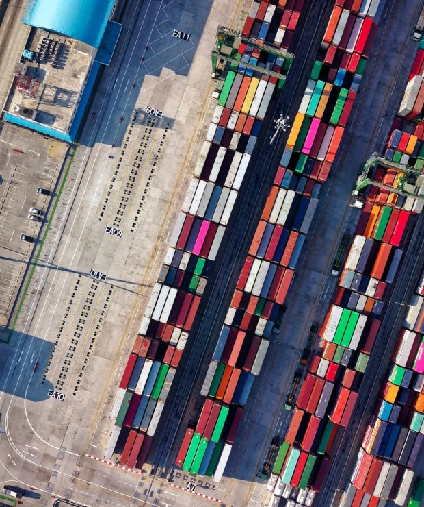 Aerial view of shipping port. Credit: Pexels